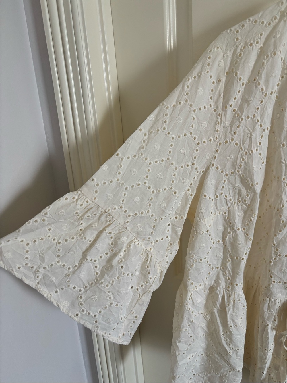 torrid Cream Eyelet Tie-Front Peplum Cover-Up - Picture 6 of 8